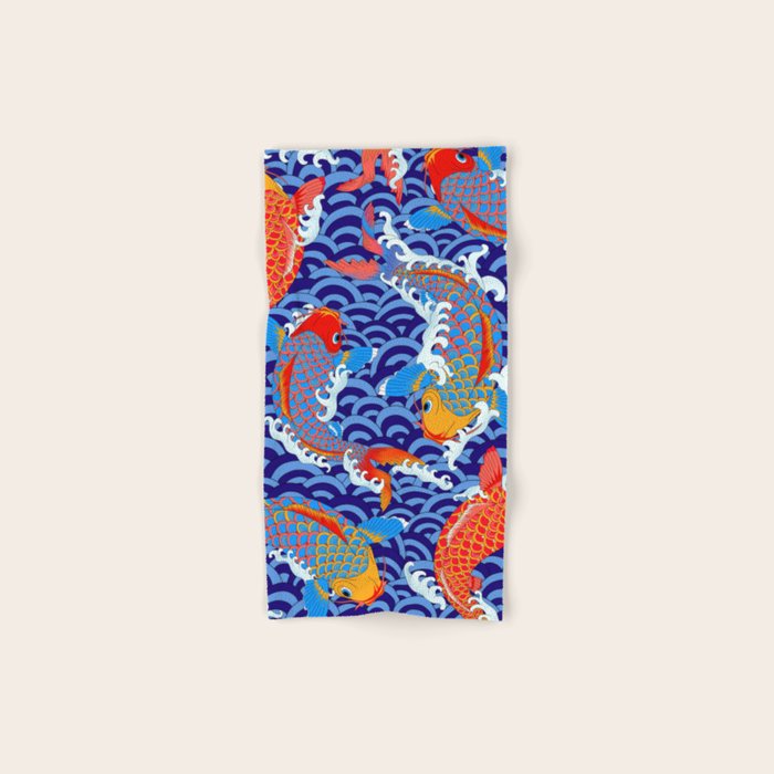 Koi fish / japanese tattoo style pattern Bath Towel Gallery Image 1