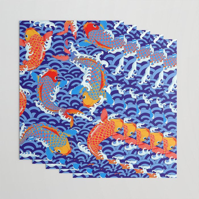 Koi fish / japanese tattoo style pattern Wrapping Paper Gallery Image 3