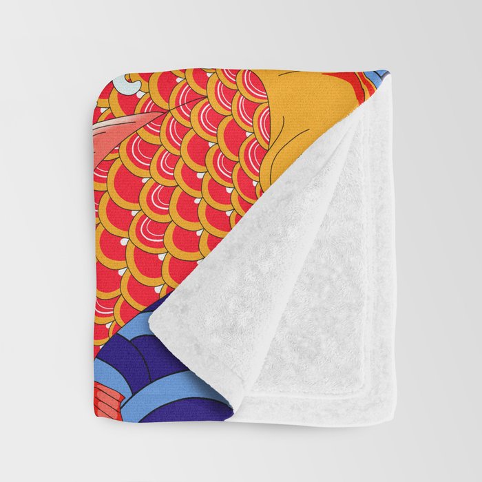 Koi fish / japanese tattoo style pattern Throw Blanket Gallery Image 3