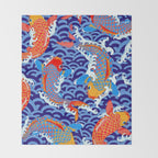 Koi fish / japanese tattoo style pattern Throw Blanket Gallery Image 2