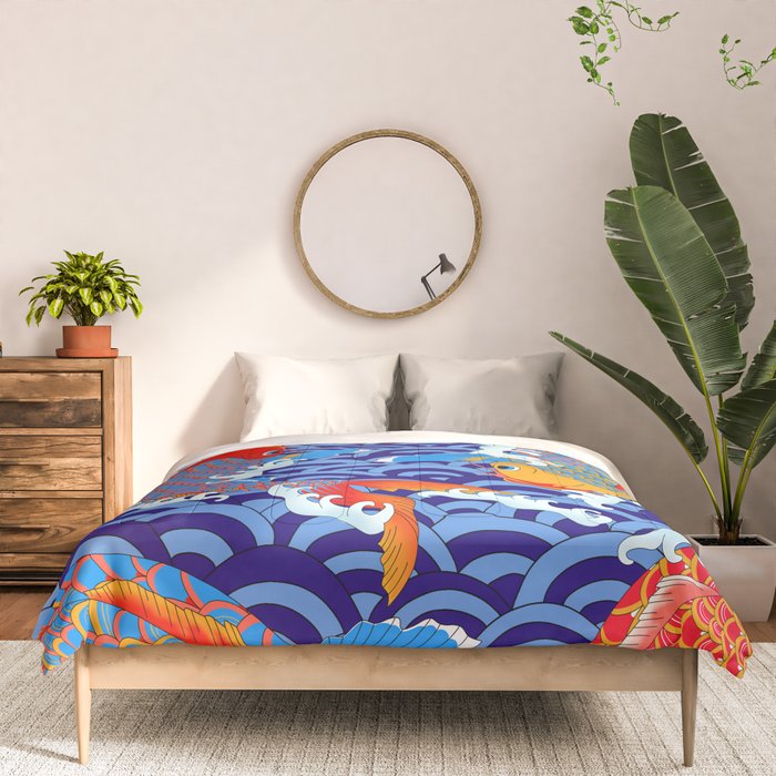 Koi fish / japanese tattoo style pattern Comforter Gallery Image 3