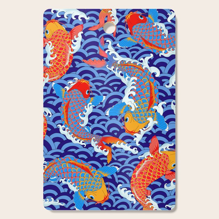 Koi fish / japanese tattoo style pattern Cutting Board Gallery Image 1