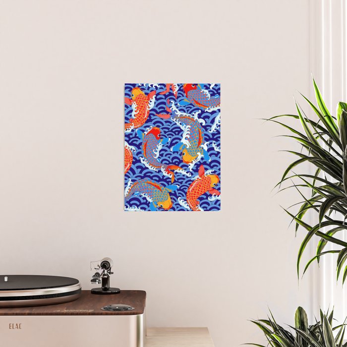 Koi fish / japanese tattoo style pattern Poster Gallery Image 2