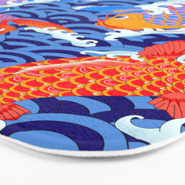 Koi fish / japanese tattoo style pattern Bath Mat Gallery Image 3