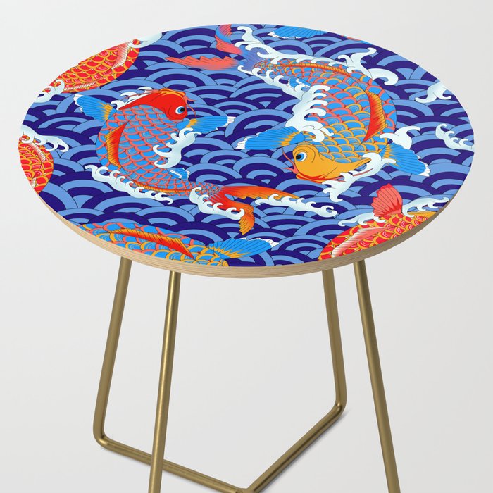 Koi fish / japanese tattoo style pattern Side Table Gallery Image 2