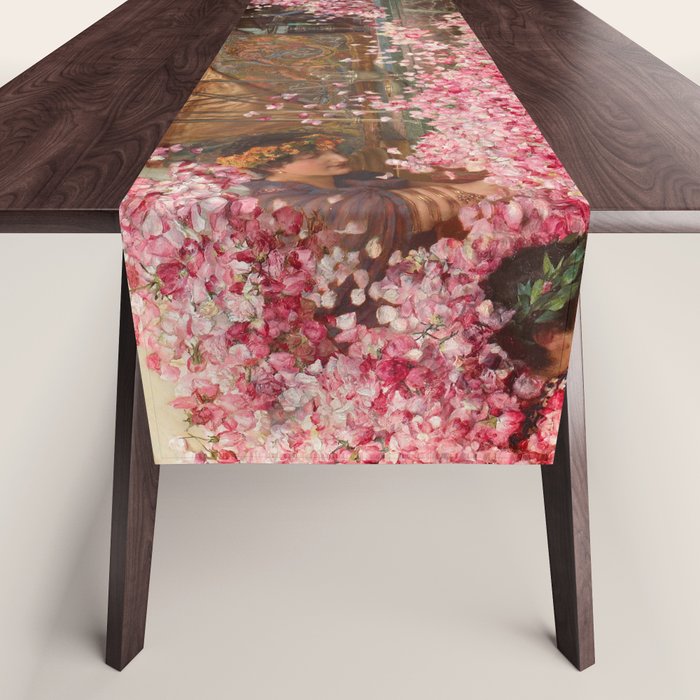 Lawrence Alma-Tadema's The Roses of Heliogabalus,  Roman Elagabalus with rose petals painting Table Runner Gallery Image 1