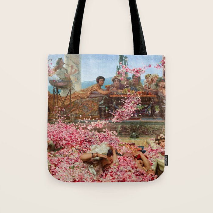 Lawrence Alma-Tadema's The Roses of Heliogabalus,  Roman Elagabalus with rose petals painting Tote Bag Gallery Image 1