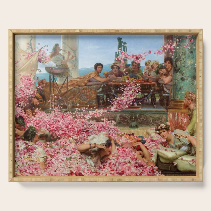Lawrence Alma-Tadema's The Roses of Heliogabalus,  Roman Elagabalus with rose petals painting Serving Tray Gallery Image 1
