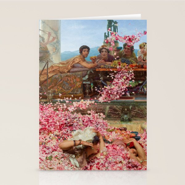 Lawrence Alma-Tadema's The Roses of Heliogabalus,  Roman Elagabalus with rose petals painting Stationery Card Gallery Image 1