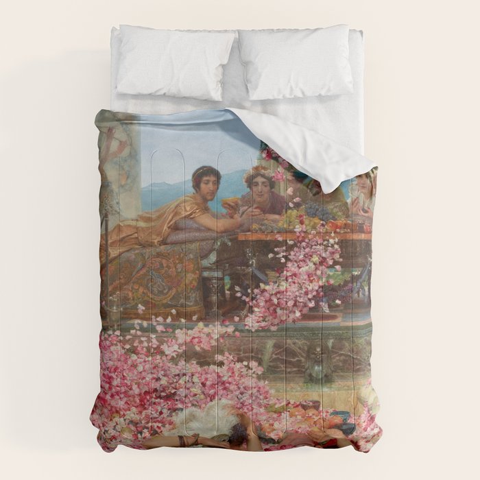 Lawrence Alma-Tadema's The Roses of Heliogabalus,  Roman Elagabalus with rose petals painting Comforter Gallery Image 6