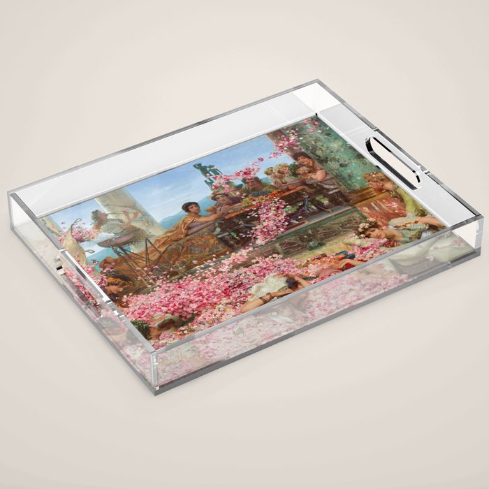 Lawrence Alma-Tadema's The Roses of Heliogabalus,  Roman Elagabalus with rose petals painting Acrylic Tray Gallery Image 1