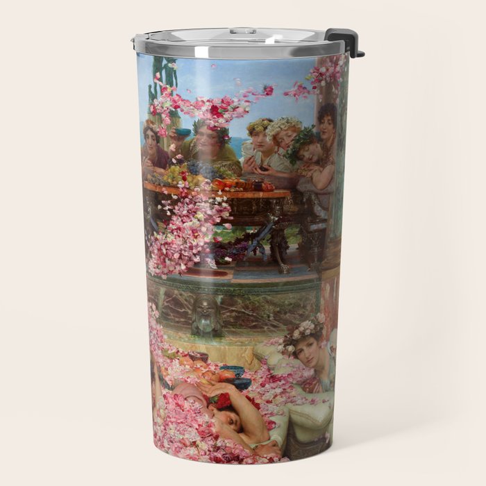 Lawrence Alma-Tadema's The Roses of Heliogabalus,  Roman Elagabalus with rose petals painting Travel Mug Gallery Image 2