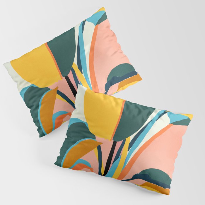 Nature Doesn't Hurry Yet All Is Accomplished, Colorful Botanical Plant Pot Illustration Tropical Pillow Sham Gallery Image 3