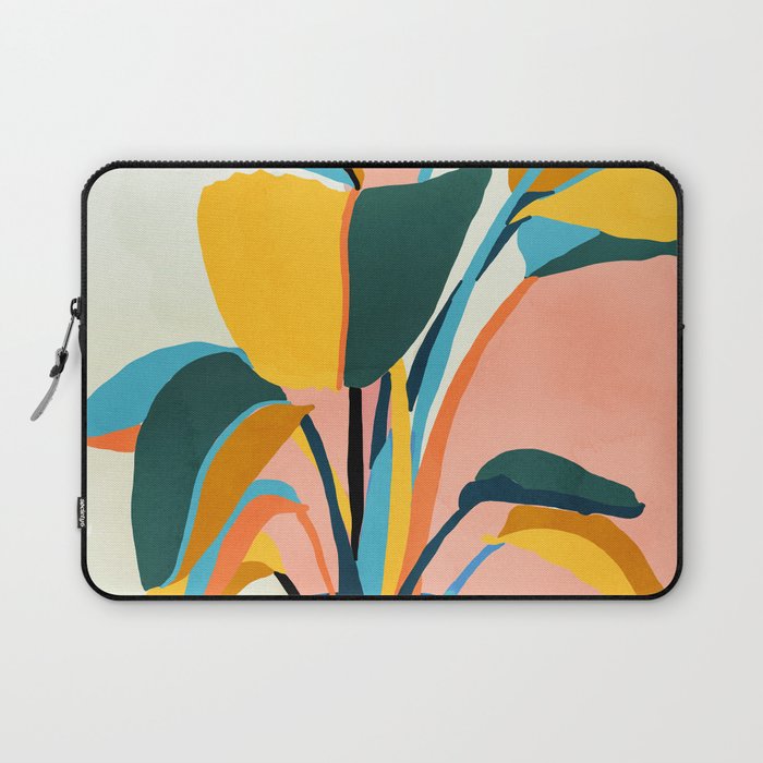 Nature Doesn't Hurry Yet All Is Accomplished, Colorful Botanical Plant Pot Illustration Tropical Laptop Sleeve Gallery Image 1