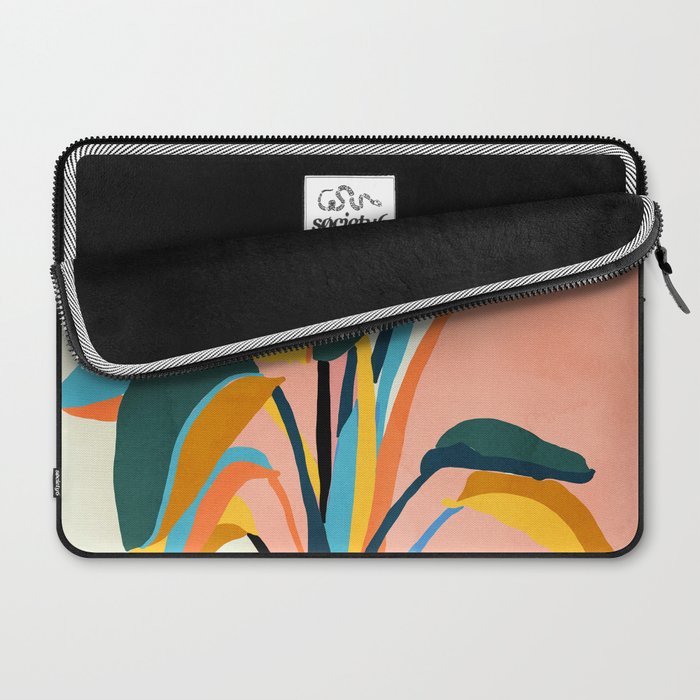 Nature Doesn't Hurry Yet All Is Accomplished, Colorful Botanical Plant Pot Illustration Tropical Laptop Sleeve Gallery Image 2