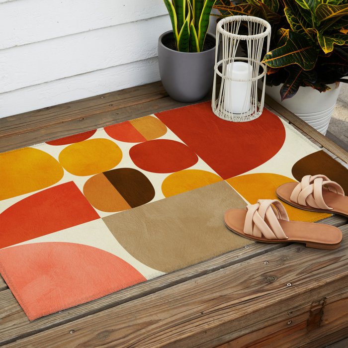 mid century geometry abstract 5 Outdoor Rug Gallery Image 2