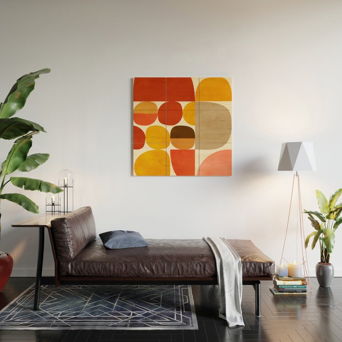 mid century geometry abstract 5 Wood Wall Art Gallery Image 2