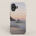 Pastel orange sunrise at Praia da Adraga in Portugal - summer coastal travel photography iPhone Case Gallery Image 1