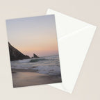 Pastel orange sunrise at Praia da Adraga in Portugal - summer coastal travel photography Stationery Card Gallery Image 2