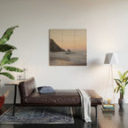 Pastel orange sunrise at Praia da Adraga in Portugal - summer coastal travel photography Wood Wall Art Gallery Image 2