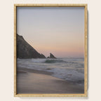 Pastel orange sunrise at Praia da Adraga in Portugal - summer coastal travel photography Serving Tray Gallery Image 1