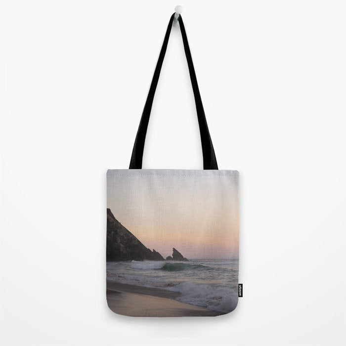 Pastel orange sunrise at Praia da Adraga in Portugal - summer coastal travel photography Tote Bag Gallery Image 2
