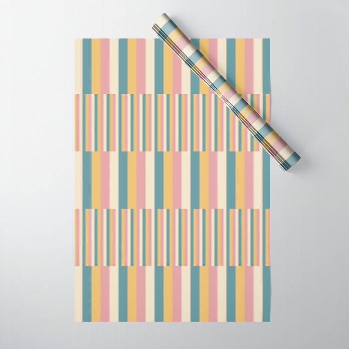 Mixed Stripes Pattern X Retro Summer Wrapping Paper Gallery Image 1