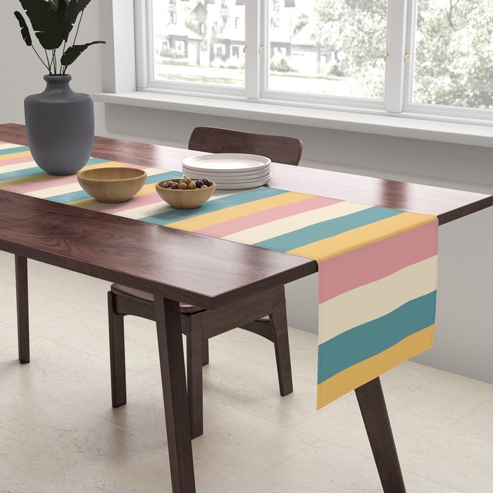 Mixed Stripes Pattern X Retro Summer Table Runner Gallery Image 2
