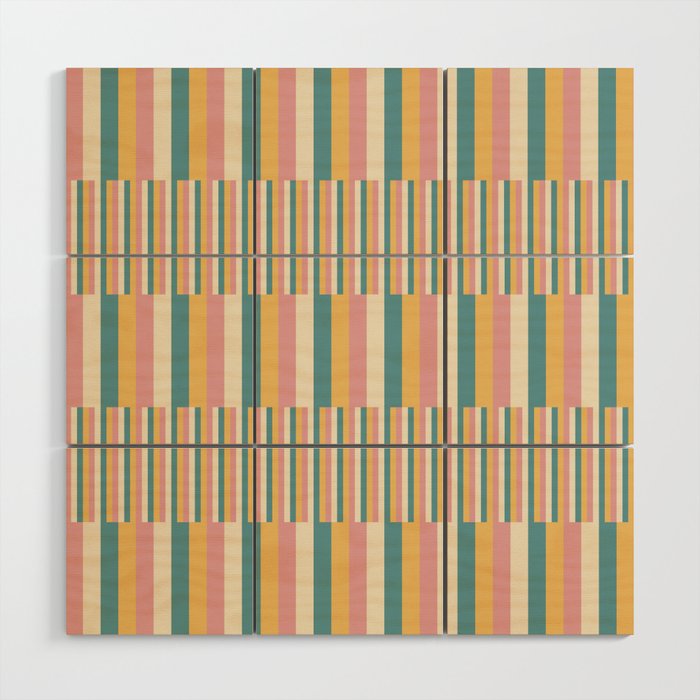 Mixed Stripes Pattern X Retro Summer Wood Wall Art Gallery Image 1
