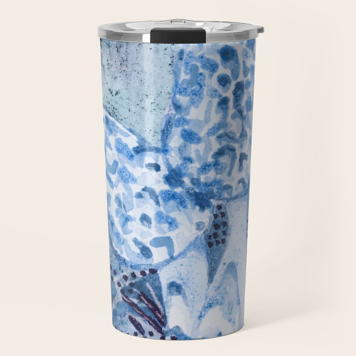 Little Morel Mushrooms in Blue Night Travel Mug Gallery Image 1
