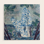 Little Morel Mushrooms in Blue Night Wood Wall Art Gallery Image 1