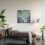 Little Morel Mushrooms in Blue Night Wood Wall Art Gallery Image 2