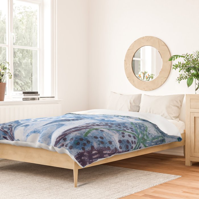 Little Morel Mushrooms in Blue Night Duvet Cover Gallery Image 2