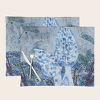 Little Morel Mushrooms in Blue Night Placemat Gallery Image 1