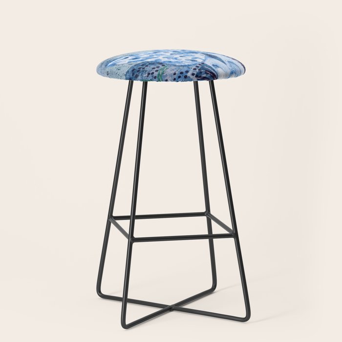 Little Morel Mushrooms in Blue Night Stool Gallery Image 1