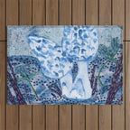 Little Morel Mushrooms in Blue Night Outdoor Rug Gallery Image 1
