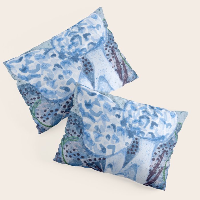 Little Morel Mushrooms in Blue Night Pillow Sham Gallery Image 3