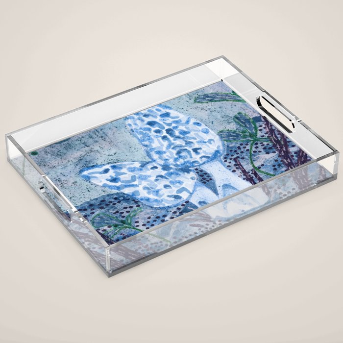 Little Morel Mushrooms in Blue Night Acrylic Tray Gallery Image 1