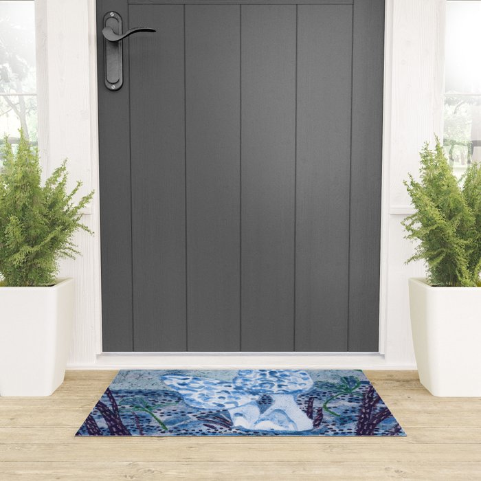 Little Morel Mushrooms in Blue Night Welcome Mat Gallery Image 3
