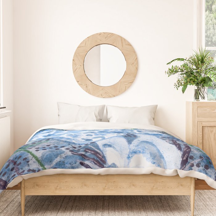 Little Morel Mushrooms in Blue Night Duvet Cover Gallery Image 3