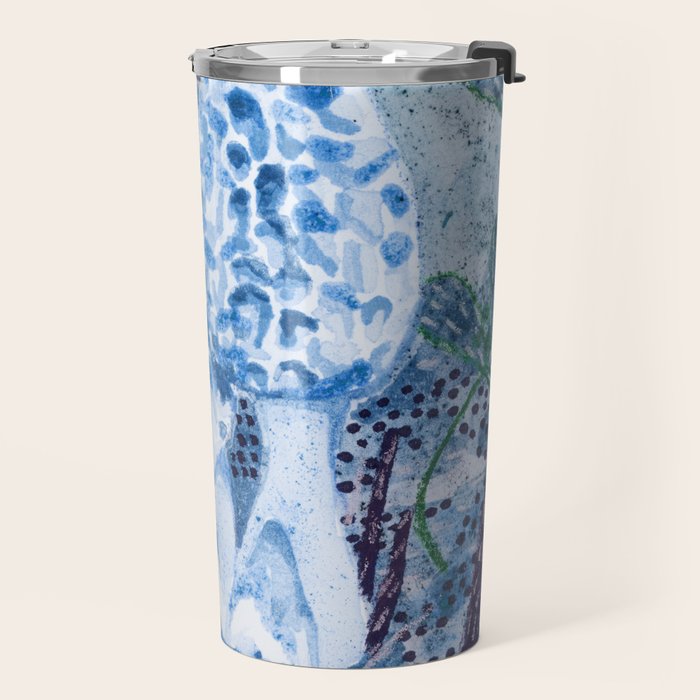 Little Morel Mushrooms in Blue Night Travel Mug Gallery Image 2