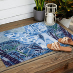 Little Morel Mushrooms in Blue Night Outdoor Rug Gallery Image 2