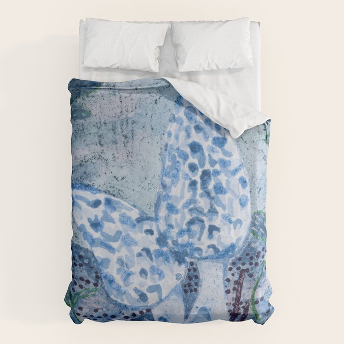 Little Morel Mushrooms in Blue Night Duvet Cover Gallery Image 6