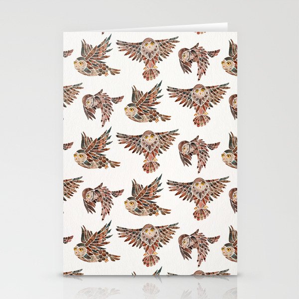 Owls in Flight - Brown Palette Stationery Card Gallery Image 2