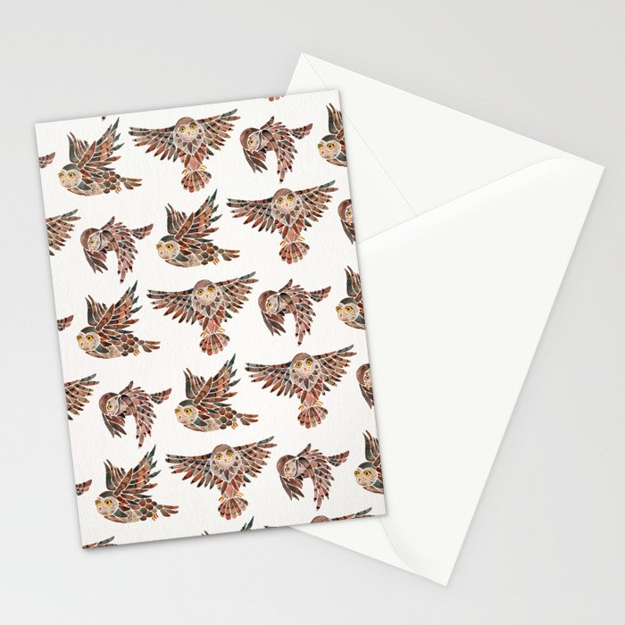 Owls in Flight - Brown Palette Stationery Card Gallery Image 2