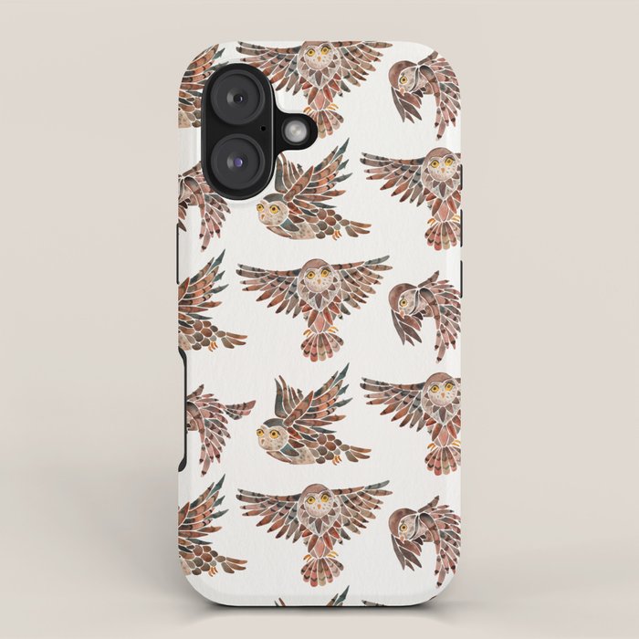 Owls in Flight - Brown Palette iPhone Case Gallery Image 1