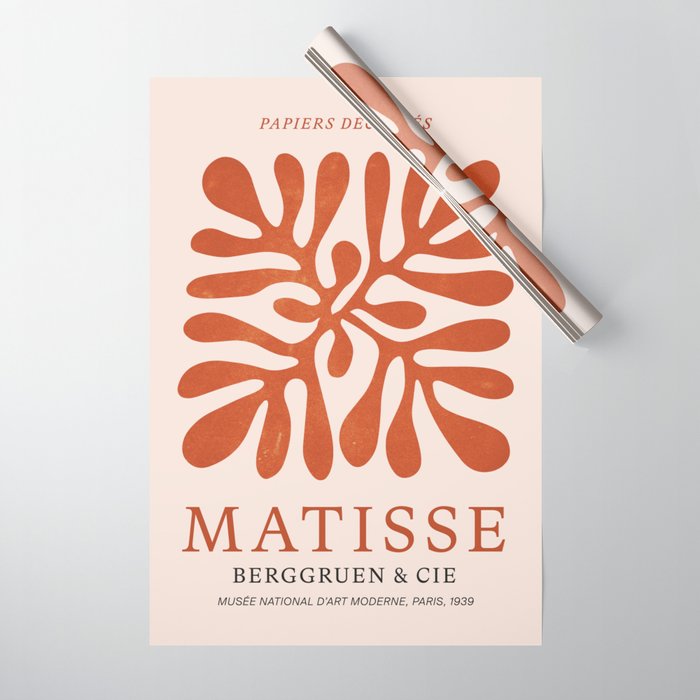 Nature Leaf Cutouts III: Terracotta Edition | Mid-Century Henri Matisse Series Wrapping Paper Gallery Image 1