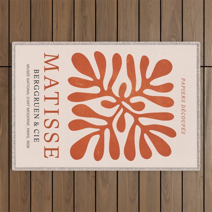 Nature Leaf Cutouts III: Terracotta Edition | Mid-Century Henri Matisse Series Outdoor Rug Gallery Image 1