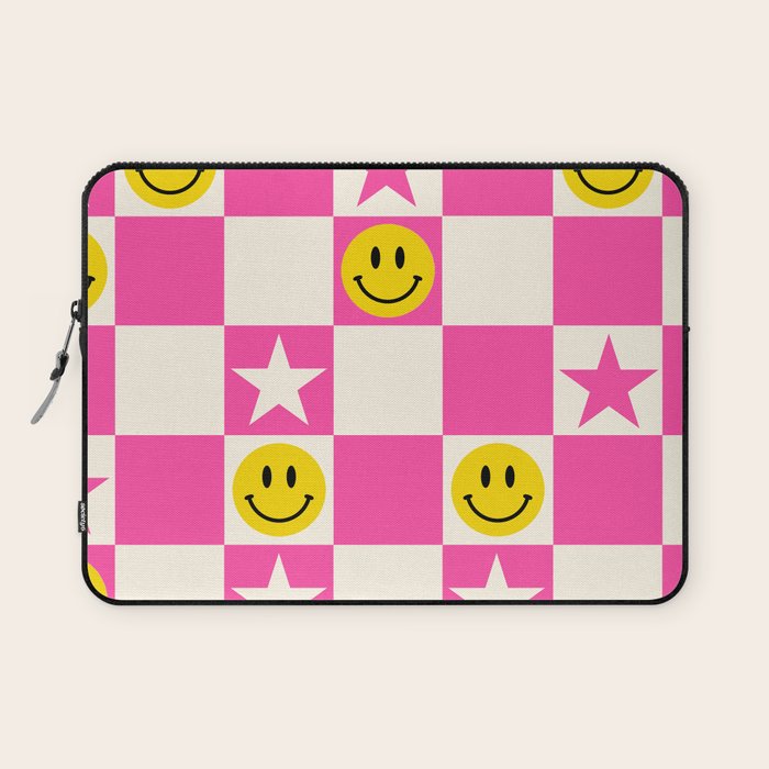 SMILEY STAR PINK Laptop Sleeve Gallery Image 1