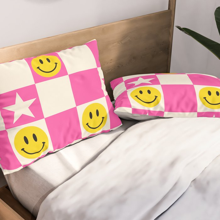 SMILEY STAR PINK Pillow Sham Gallery Image 2